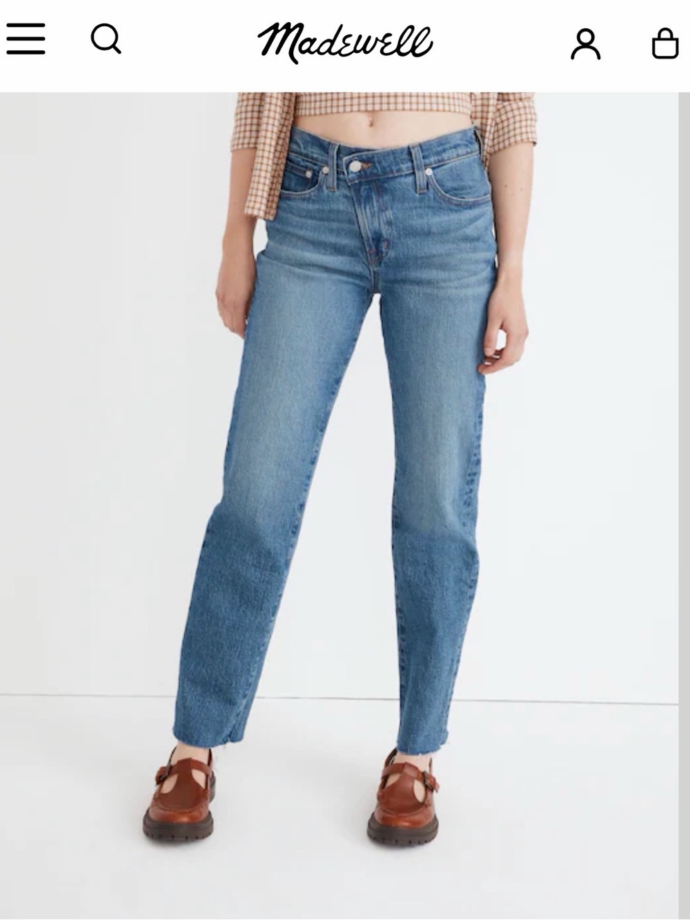 Madewell Classic Straight Jeans in med wash Criss-Cross Edition sz 29